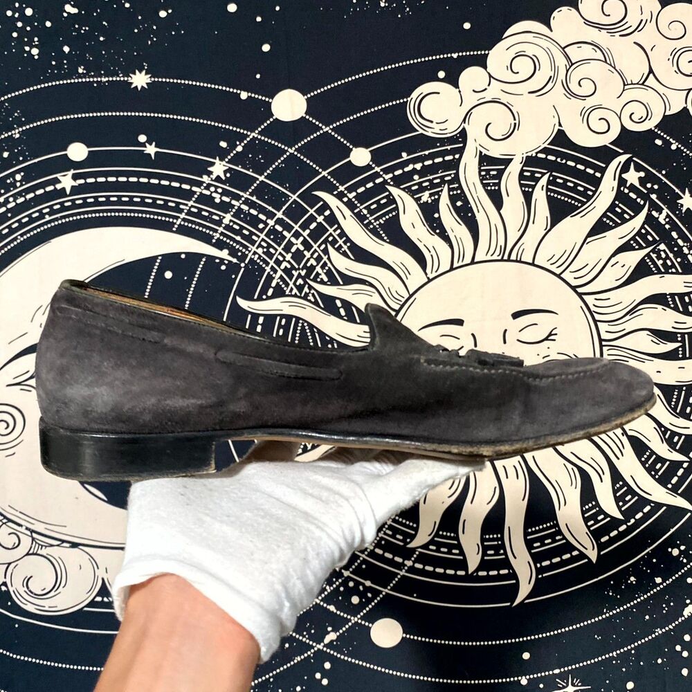 Ralph Lauren Loafer Shoes Men's 10D Black Suede Leather Tasseled Wedding Slip-On - Picture 5 of 7